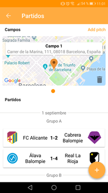 Gestionar un partido en la aplicación móvil