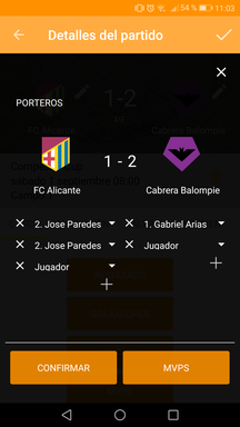 Gestionar porteros del partido en la aplicación móvil