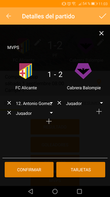 Gestionar MVP del partido en la aplicación móvil