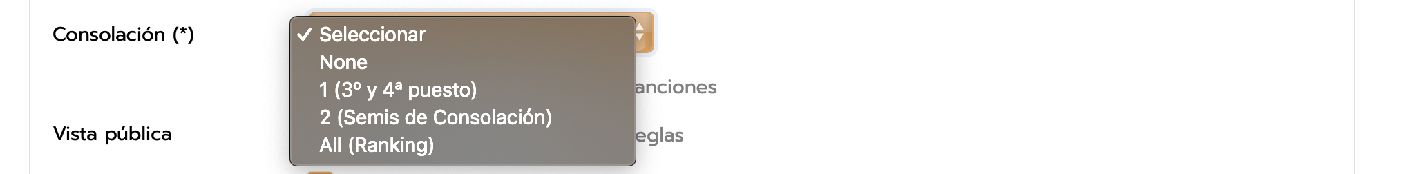 Crear torneo con consolaciones