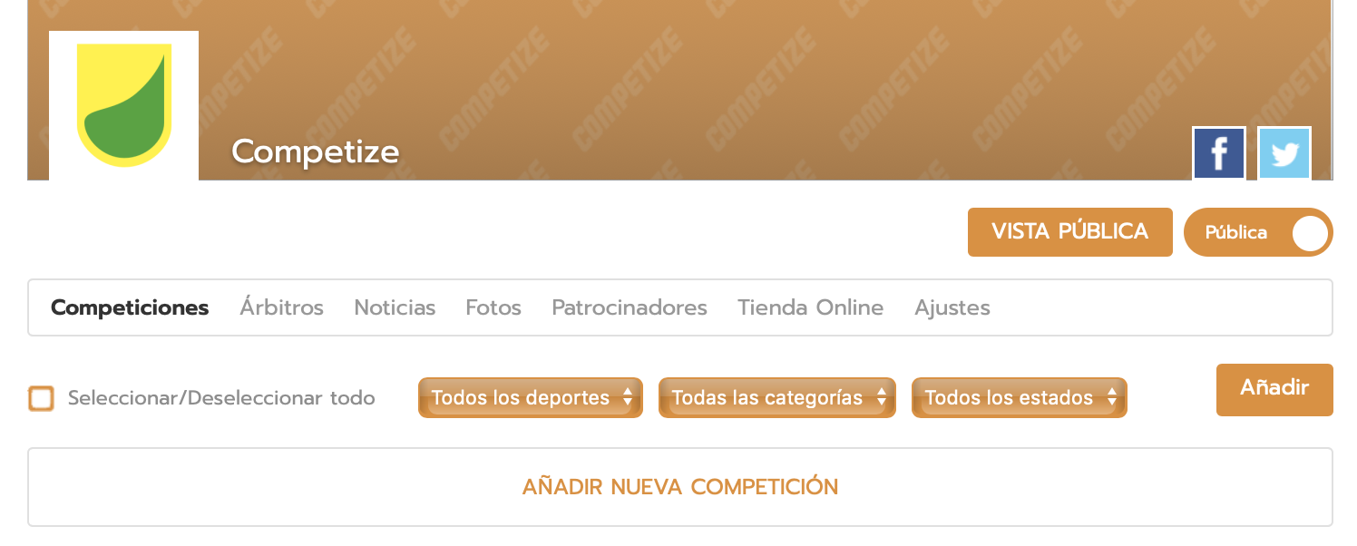 Añadir una nueva competición al torneo