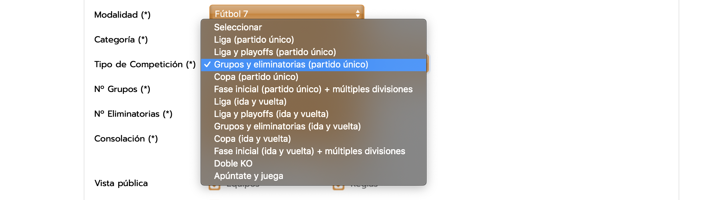 Crear torneo de liga con ida y vuelta