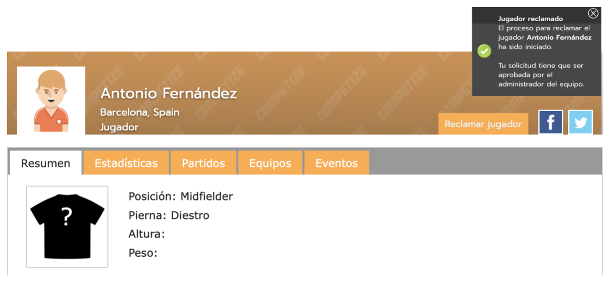 Reclamar jugador de una competición