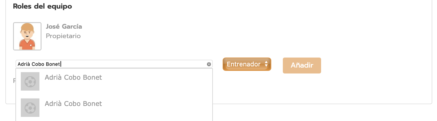 Añadir un entrenador para administrar equipos
