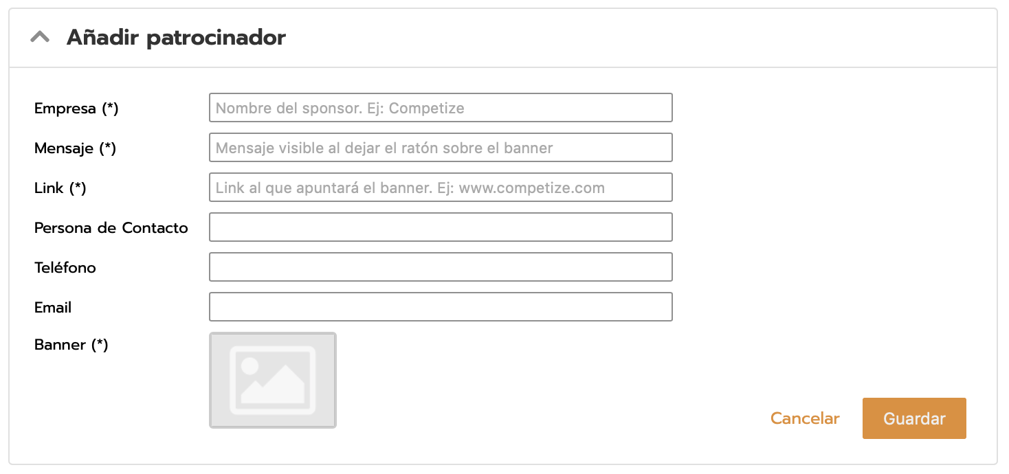 Información del patrocinio del torneo