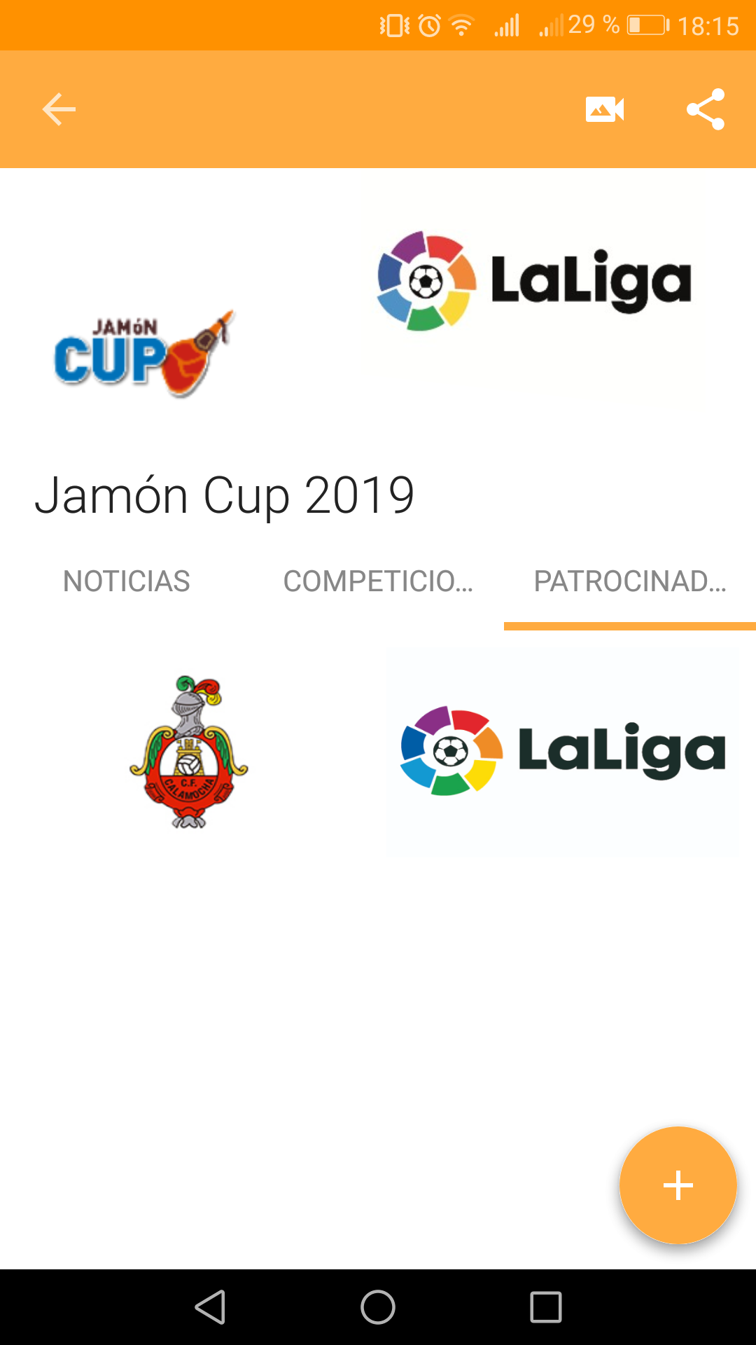 Patrocinadores del torneo en la app