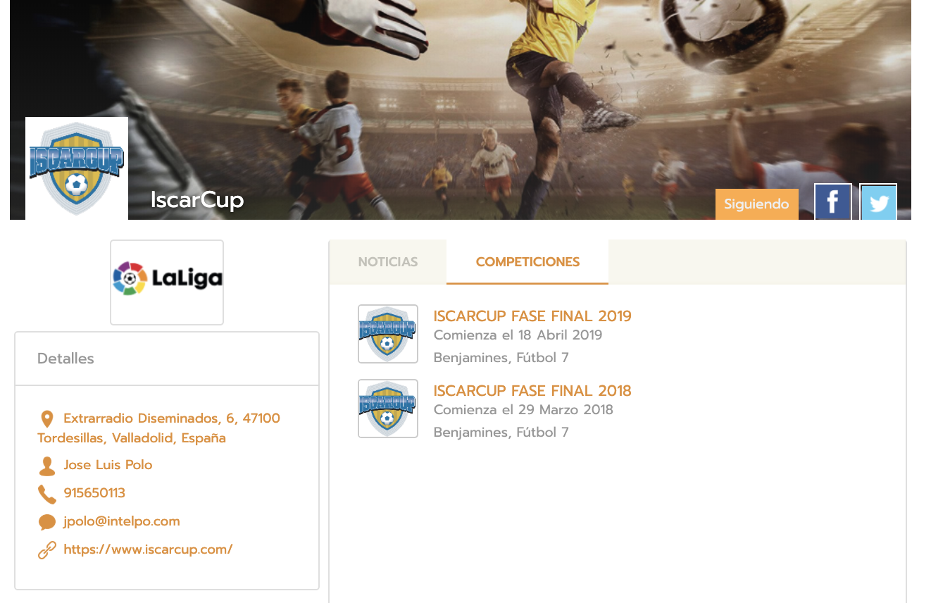 Página del torneo en Competize