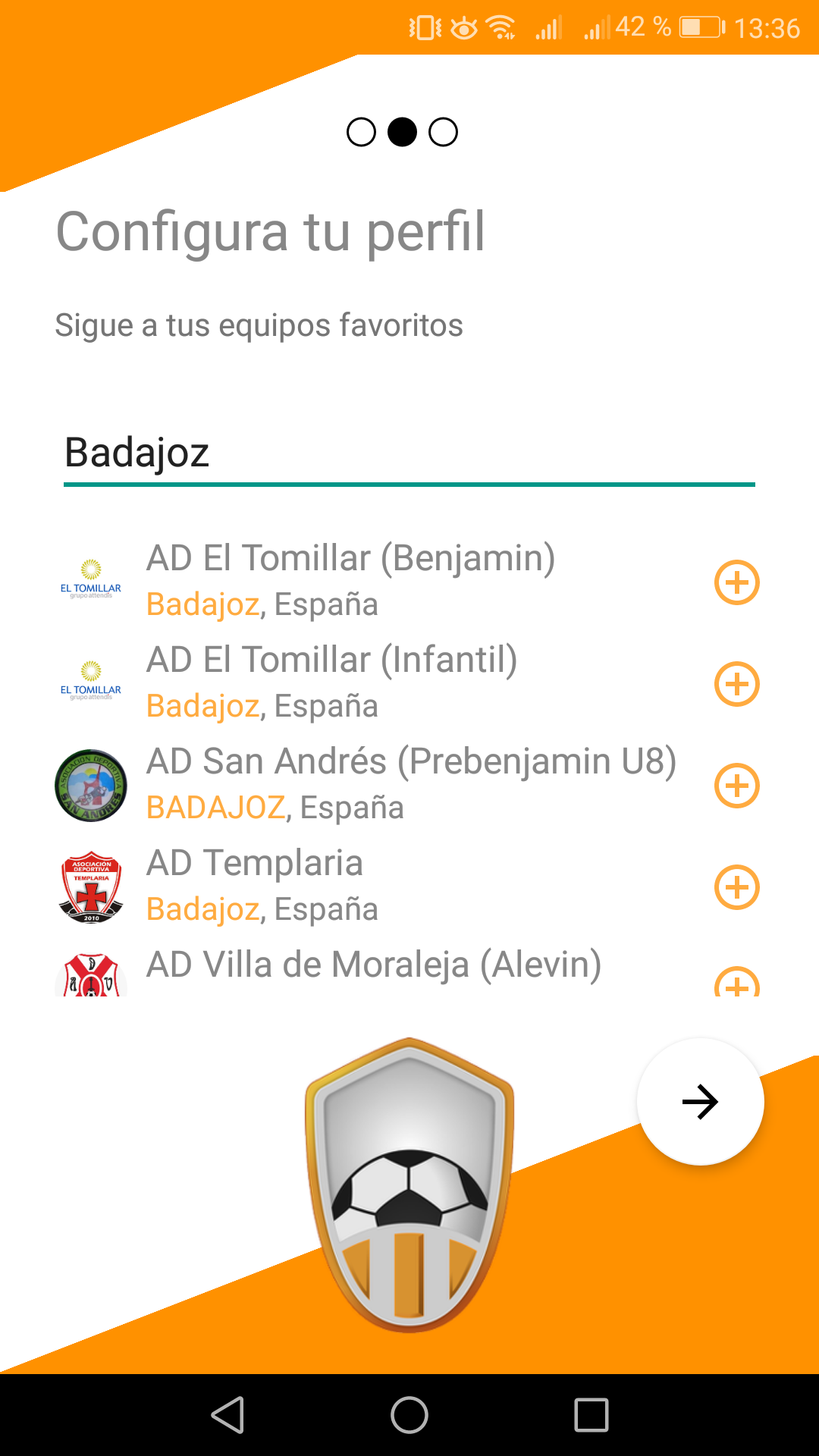 Buscar equipos en app Competize