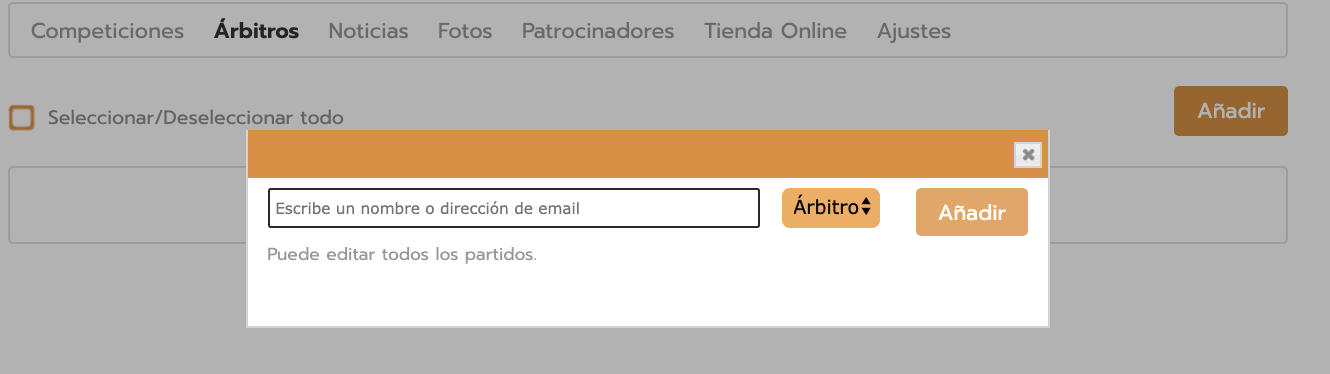 Invitar árbitro a administrar un torneo