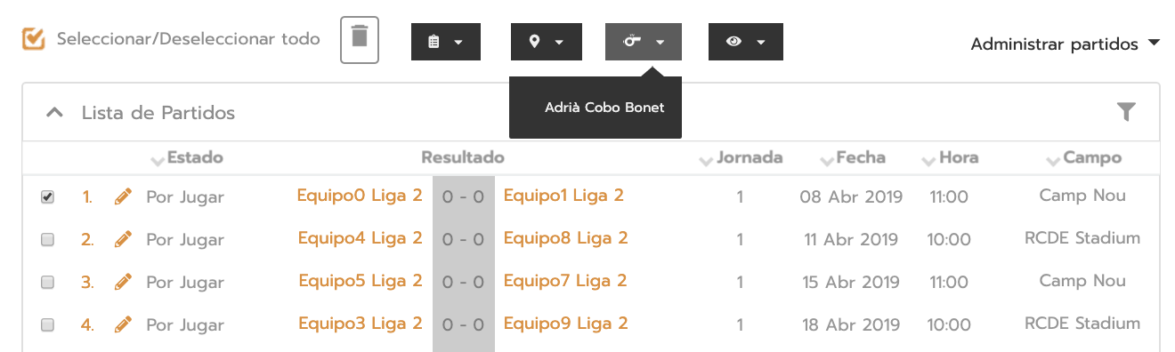 Elegir el árbitro del torneo