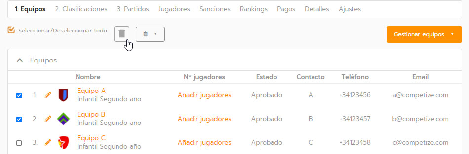 Eliminar equipo y jugadores como participantes del torneo