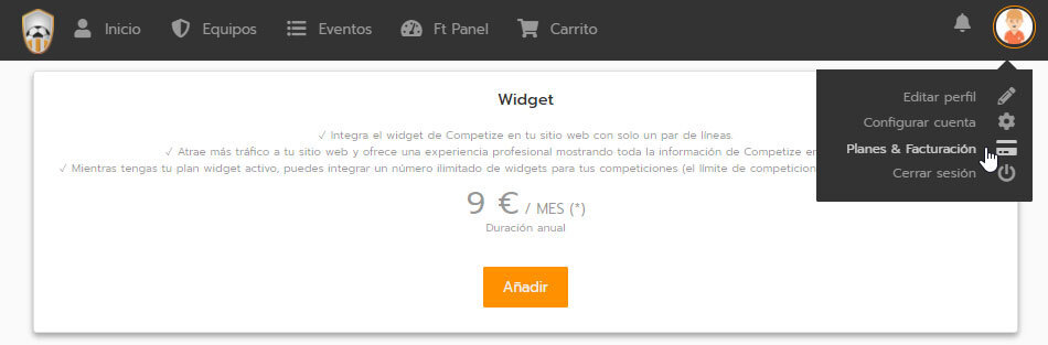 Contratar integración web para torneos y ligas