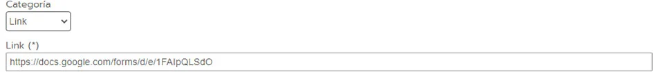 Navegación en el sitio web con categoría enlace