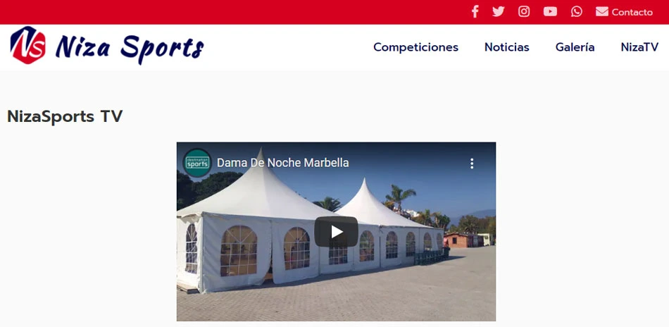 Vídeos en la página web para eventos deportivos