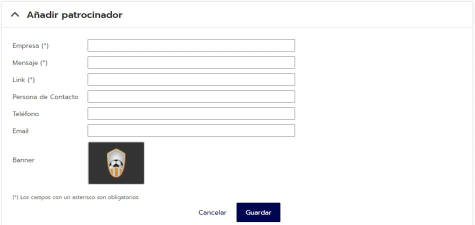 Nuevo patrocinador en el sitio web para torneos y ligas