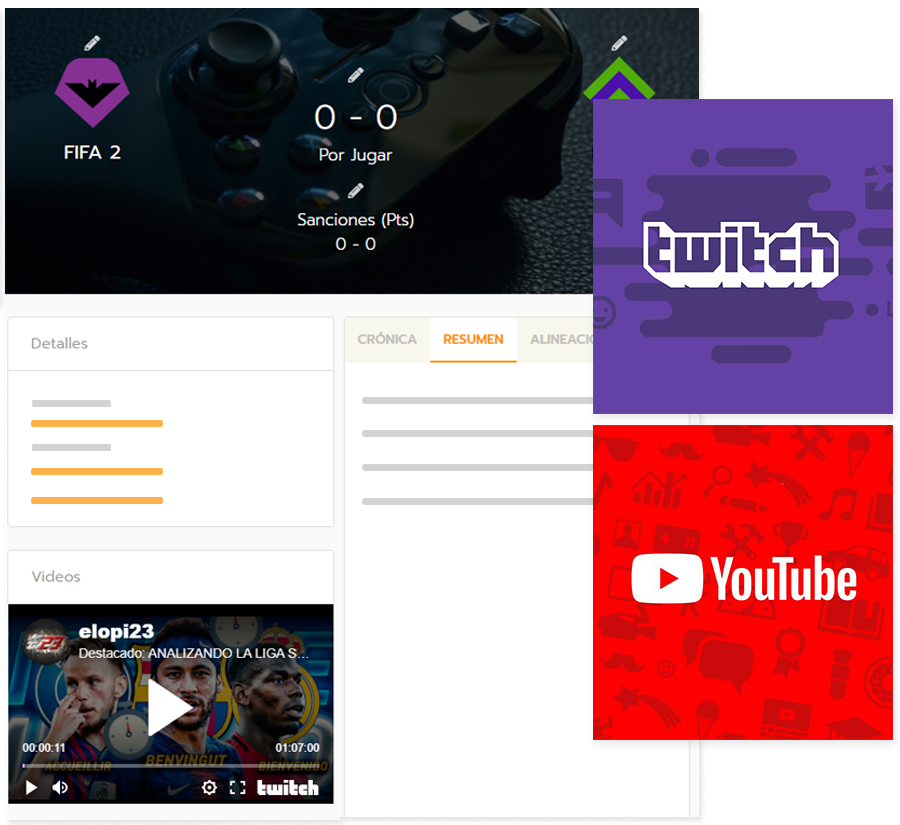 Crear torneos de eSports online con noticias y streaming